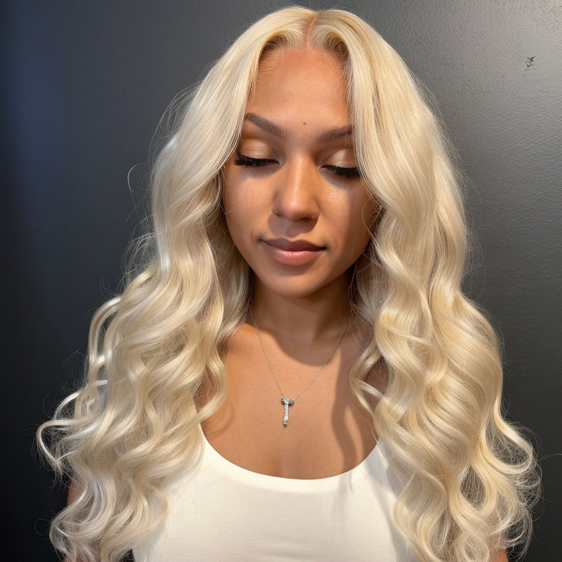 Free Parting 13x4 Blonde 613 Frontal Lace Body Wave 100% Human Hair Wig