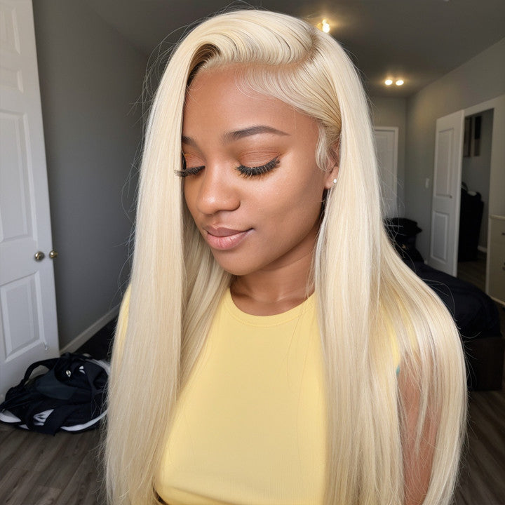 LinktoHair 13x4 Blonde #613 Frontal Lace Silky Straight 100% Human Hair Wig