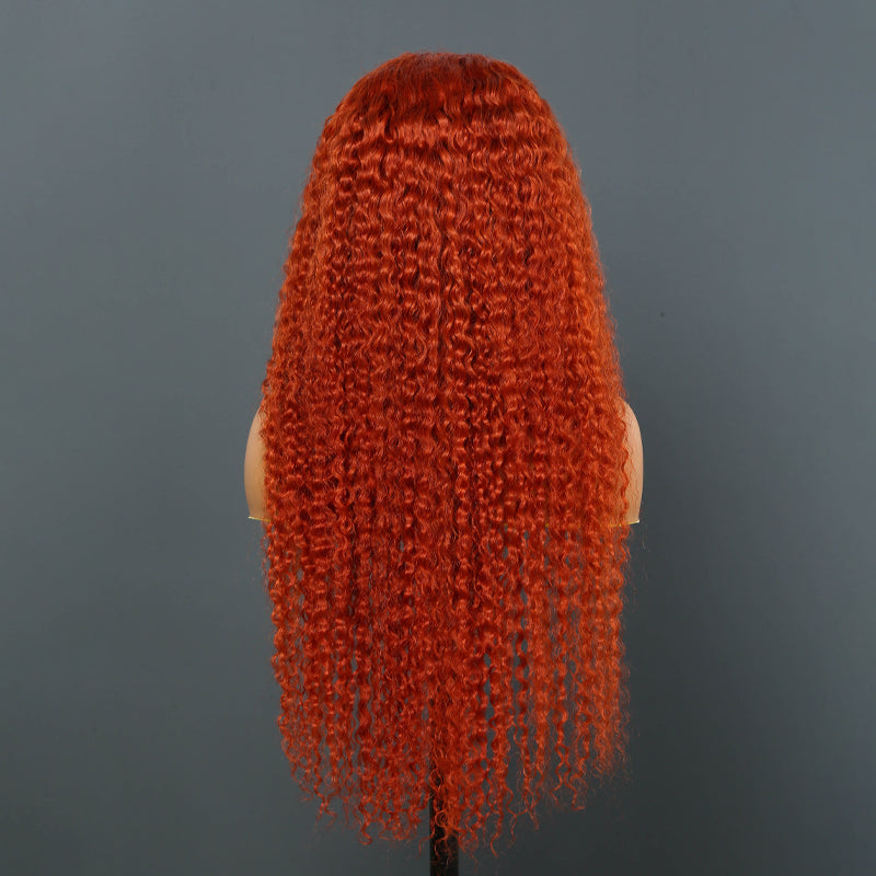 Linktohair Glueless 5x5 Closure Lace Orange Ginger Color Water Wave Human Hair Wig