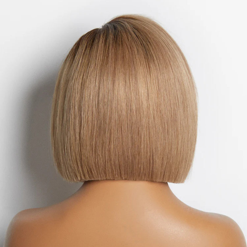 Glueless 5x5 Closure Lace Wig Short Bob Ash Blonde Ombre Blunt Cut Bob Human Hair