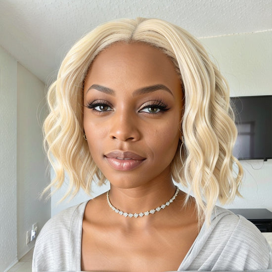 Glueless 613 Blonde Bob Wigs 5x5 Closure Lace Loose Wave Wig 100% Human Hair Beginner Friendly