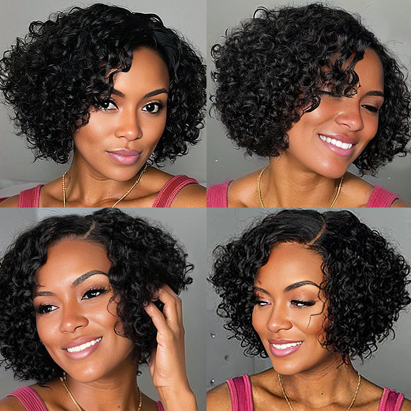 Load image into Gallery viewer, Trendy Short Cut |Glueless Deep Curly 5x5 Closure HD Lace 100% Side Part Human Hair Wig
