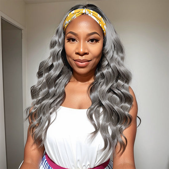 Grey Headband Wig Body Wave Glueless Virgin Human Hair