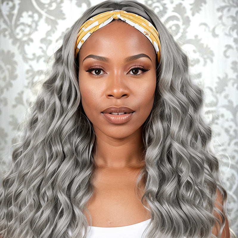 Grey Headband Wig Body Wave Glueless Virgin Human Hair