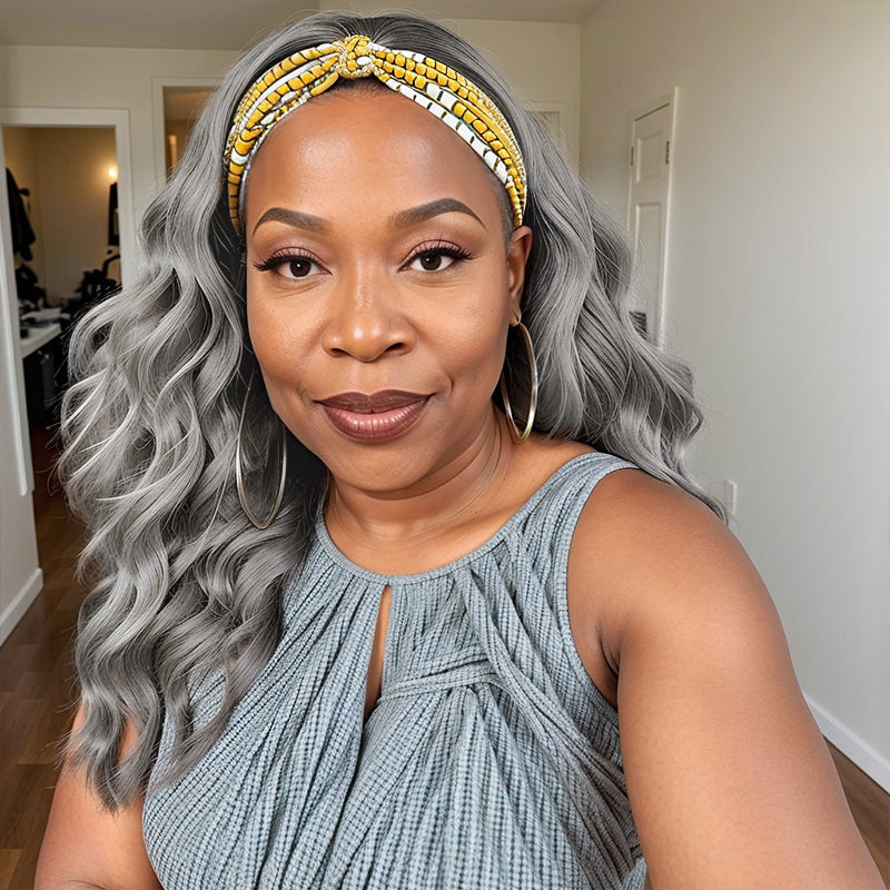 Grey Headband Wig Body Wave Glueless Virgin Human Hair