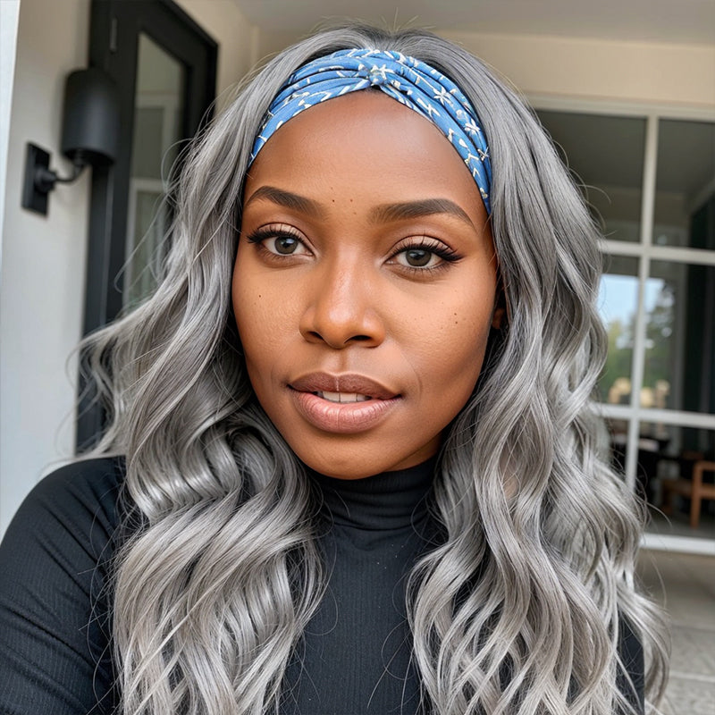 Grey Headband Wig Body Wave Glueless Virgin Human Hair