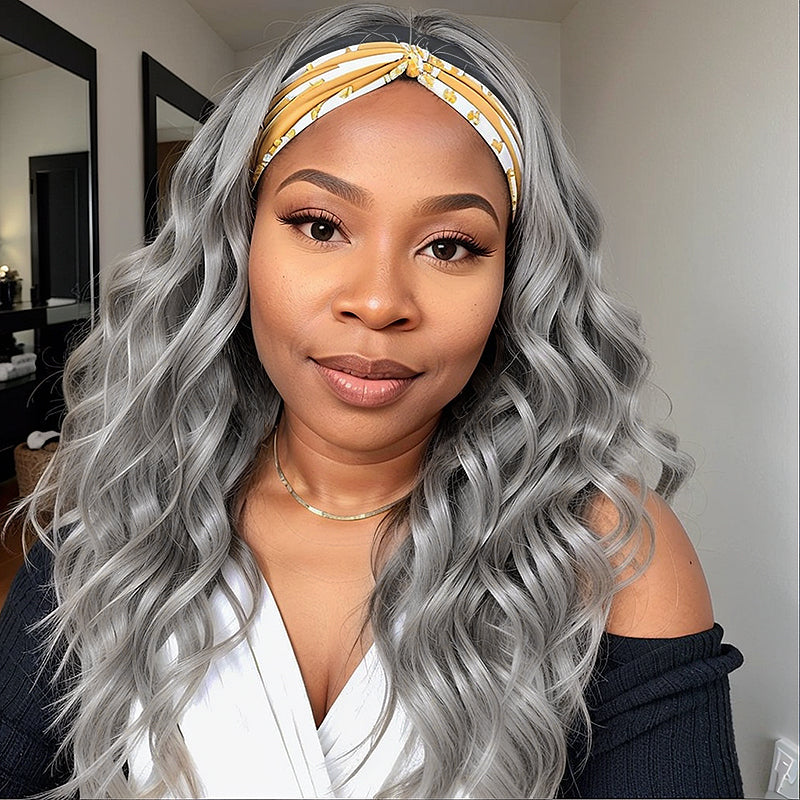 Grey Headband Wig Body Wave Glueless Virgin Human Hair