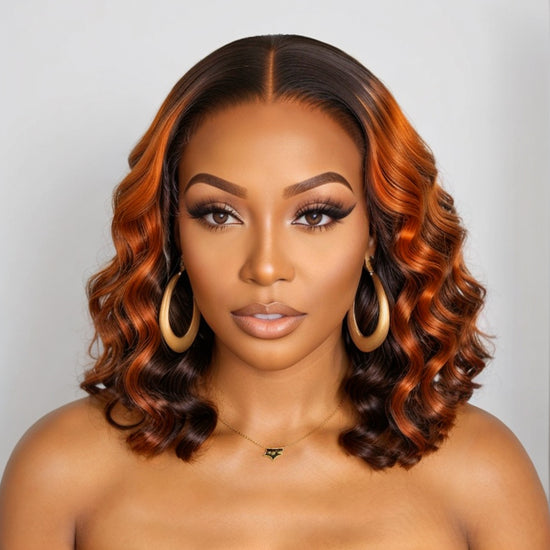 Chic Ombre Brown | 5x5 Lace Glueless Short Loose Wave Wig 100% Human Hair