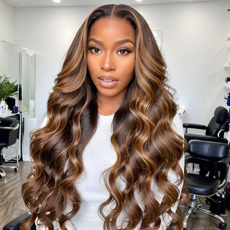 Honey Blonde Body Wave 13x4 HD Lace Front Wig Glueless Wigs 100% Human Hair