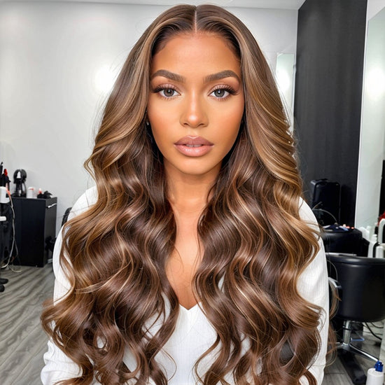 Honey Blonde Body Wave 13x4 HD Lace Front Wig Glueless Wigs 100% Human Hair