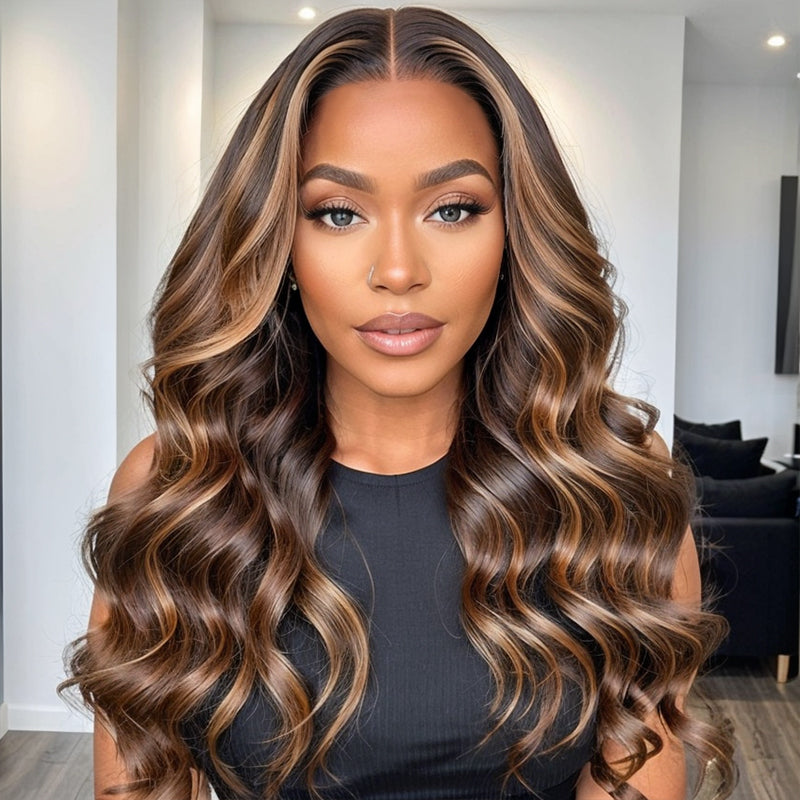 Honey Blonde Body Wave 13x4 HD Lace Front Wig Glueless Wigs 100% Human Hair