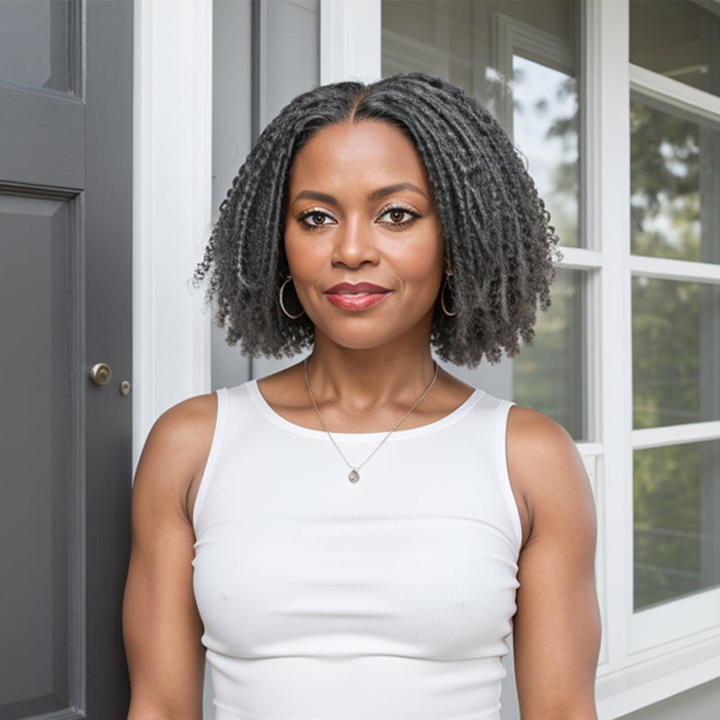 LINKTOHAIR TWIST Hairstyles | Salt And Pepper Dreadlock 5x5 Closure Lace Glueless 100% Human Hair