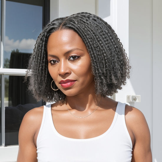 Load image into Gallery viewer, LINKTOHAIR TWIST Hairstyles | Salt And Pepper Dreadlock 5x5 Closure Lace Glueless 100% Human Hair
