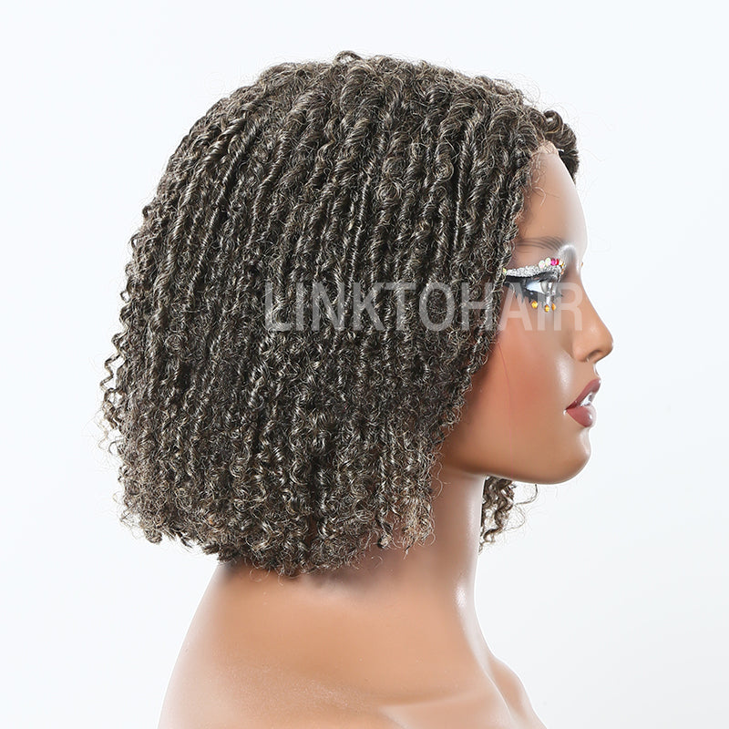 LINKTOHAIR TWIST | Salt And Pepper Dreadlock Style 5x5 Closure Lace Glueless Bob Wig 100% Human Hair