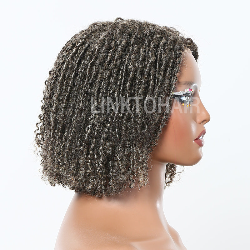 LINKTOHAIR TWIST | Salt & Pepper Dreadlock Style 5x5 Closure Lace Glueless Bob Wig 100% Human Hair