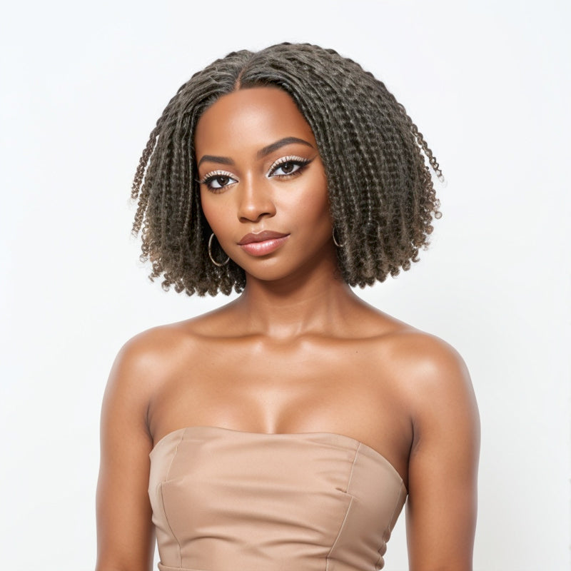 LINKTOHAIR TWIST | Salt And Pepper Dreadlock Style 5x5 Closure Lace Glueless Bob Wig 100% Human Hair