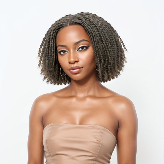 LINKTOHAIR TWIST | Salt And Pepper Dreadlock Style 5x5 Closure Lace Glueless Bob Wig 100% Human Hair