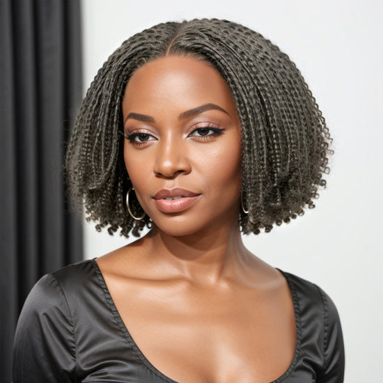 LINKTOHAIR TWIST | Salt & Pepper Dreadlock Style 5x5 Closure Lace Glueless Bob Wig 100% Human Hair