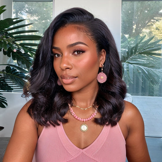 LinktoHair Layered Cut Bob Body Wave 13x4 Lace Front Wig 100% Human Hair