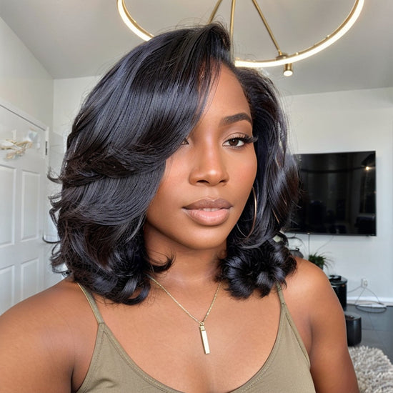 LinktoHair Layered Cut Bob Body Wave 13x4 Lace Front Wig 100% Human Ha