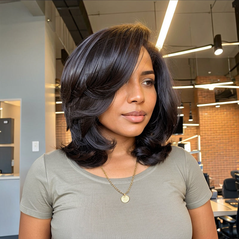 LinktoHair Layered Cut Bob Body Wave 13x4 Lace Front Wig 100% Human Hair