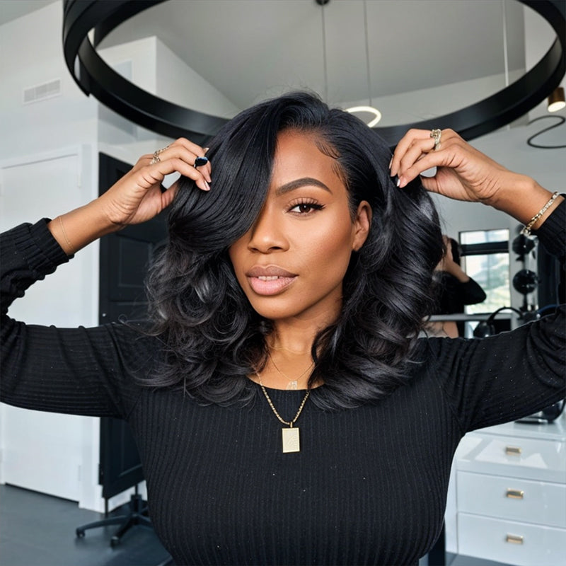 LinktoHair Layered Cut Bob Body Wave 13x4 Lace Front Wig 100% Human Hair