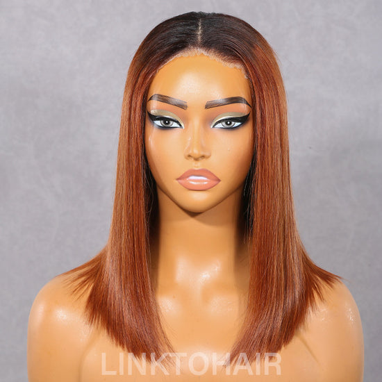 Load image into Gallery viewer, Limited Design | Ombre Highlight Silky Blunt Cut Glueless 5x5 Closure HD Lace Bob Human Hair Wig
