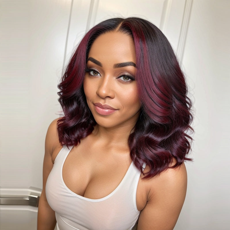 Limited Design Reddish Highlight Loose Wave Glueless 5x5 Closure Lace Wig