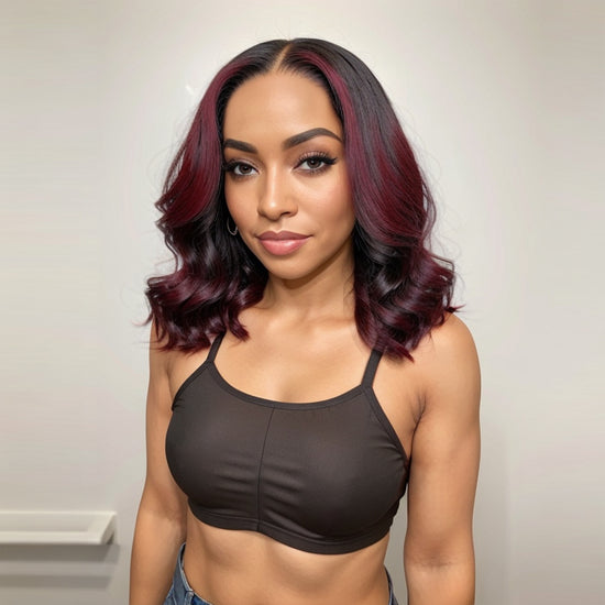 Limited Design Reddish Highlight Loose Wave Glueless 5x5 Closure Lace Wig