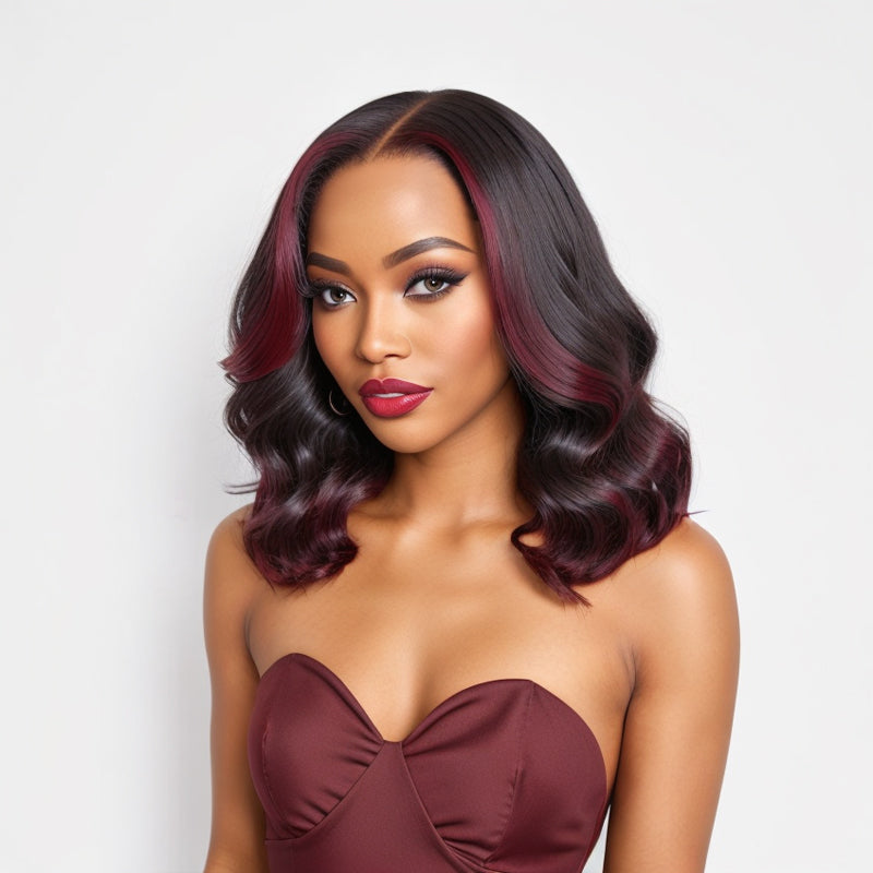 Limited Design Reddish Highlight Loose Wave Glueless 5x5 Closure Lace Wig