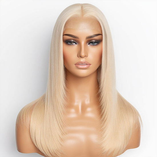 Limited Design | Trendy Layered Cut Blonde 613 Glueless 5x5 Closure HD Lace Wig 100% Human Hair