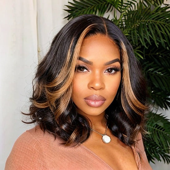 Load image into Gallery viewer, LinktoHair Blonde Mix Black Loose Wave Glueless 5x5 Closure HD Lace Wig 100% Human Hair
