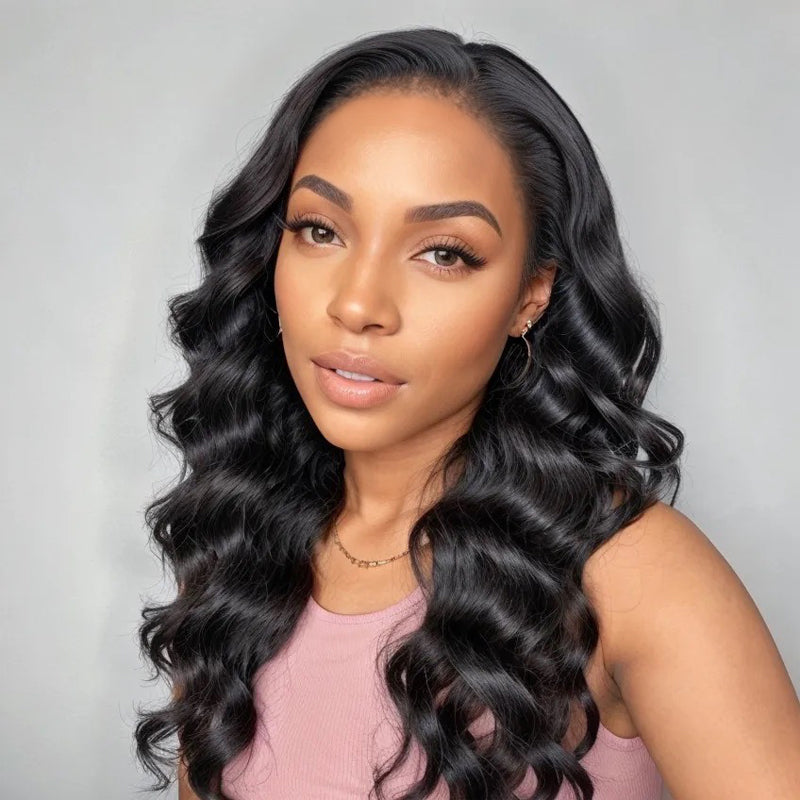 LinktoHair Half Up Loose Wave With Kinky Hairline 13x4 HD Lace Frontal 100% Human Hair Wig