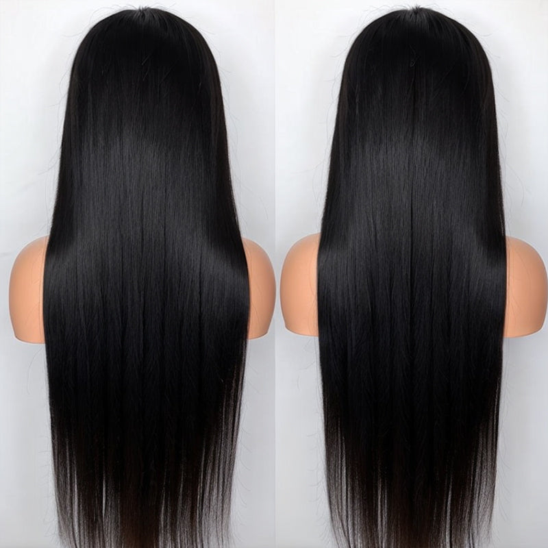 LinktoHair Human Hair Pixie Cut Natural Black Temperament Long Mullet Glueless Wig with Bang