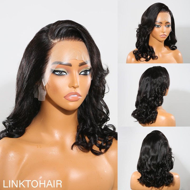 LinktoHair Layered Cut Bob Body Wave 13x4 Lace Front Wig 100% Human Hair
