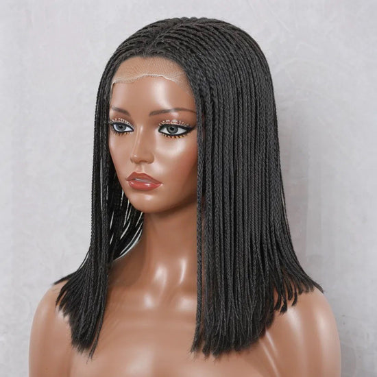 LinktoHair Natural Black Braided Hairstyles Wigs Micro Senegalese Twists 100% Human Hair Wig