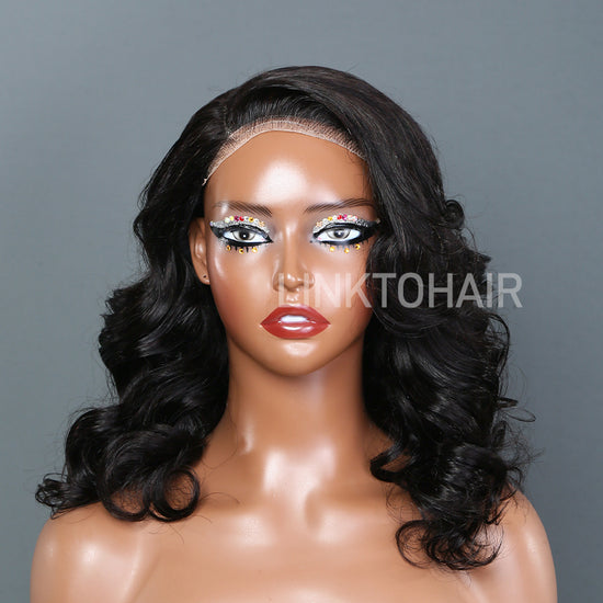LinktoHair Natural Black Layered Body Wave Side Part 5x5 HD Lace Closure Wig Human Hair