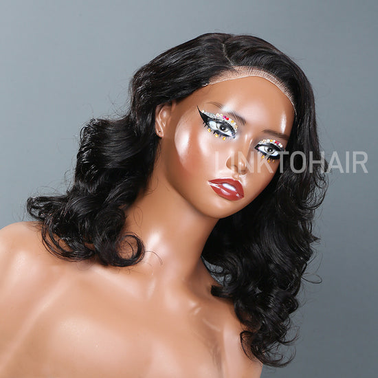 Load image into Gallery viewer, LinktoHair Natural Black Layered Body Wave Side Part 5x5 HD Lace Closure Wig Human Hair
