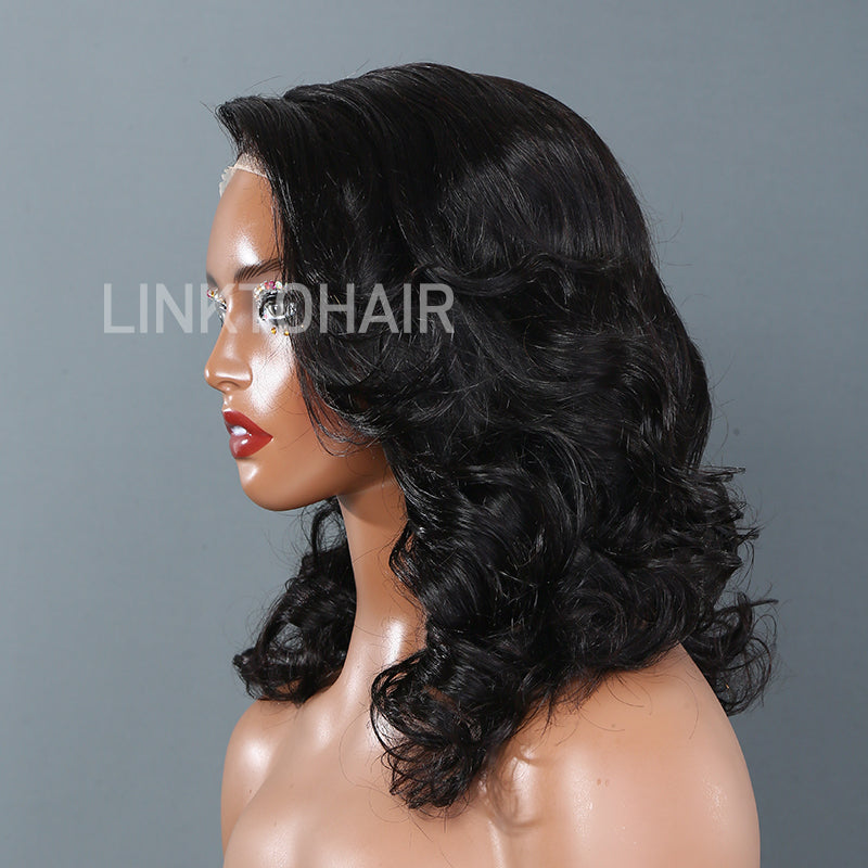 LinktoHair Natural Black Layered Body Wave Side Part 5x5 HD Lace Closure Wig Human Hair