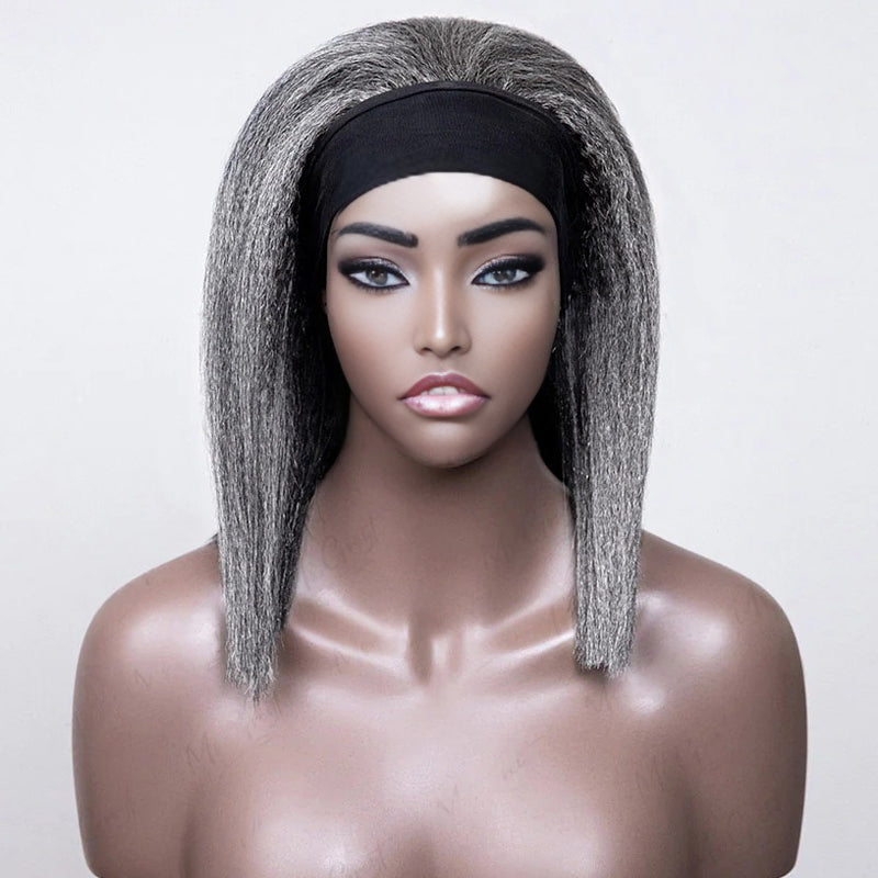 Load image into Gallery viewer, LinktoHair Trendy Grey Kinky Blow Out 100% Human Hair Headband Wig
