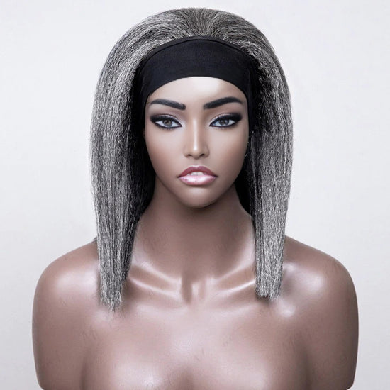 LinktoHair Trendy Grey Kinky Blow Out 100% Human Hair Headband Wig