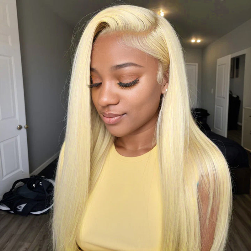 LinktoHair Glueless 5x5 Closure HD Lace 613 Blonde Straight Wig with Secure 3D Dome Cap