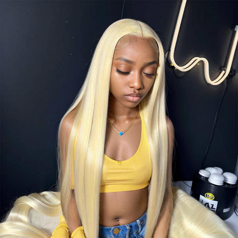 LinktoHair Glueless 5x5 Closure HD Lace 613 Blonde Straight Wig with Secure 3D Dome Cap