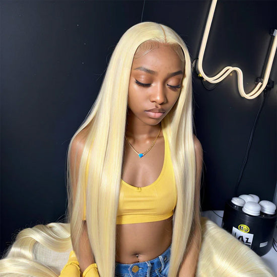 LinktoHair Glueless 5x5 Closure HD Lace 613 Blonde Straight Wig with Secure 3D Dome Cap