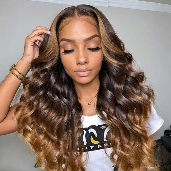 Load image into Gallery viewer, LinktoHair Body Wave 1B/#4Mix27 Highlight Bleached Knots Lace Frontal Wig

