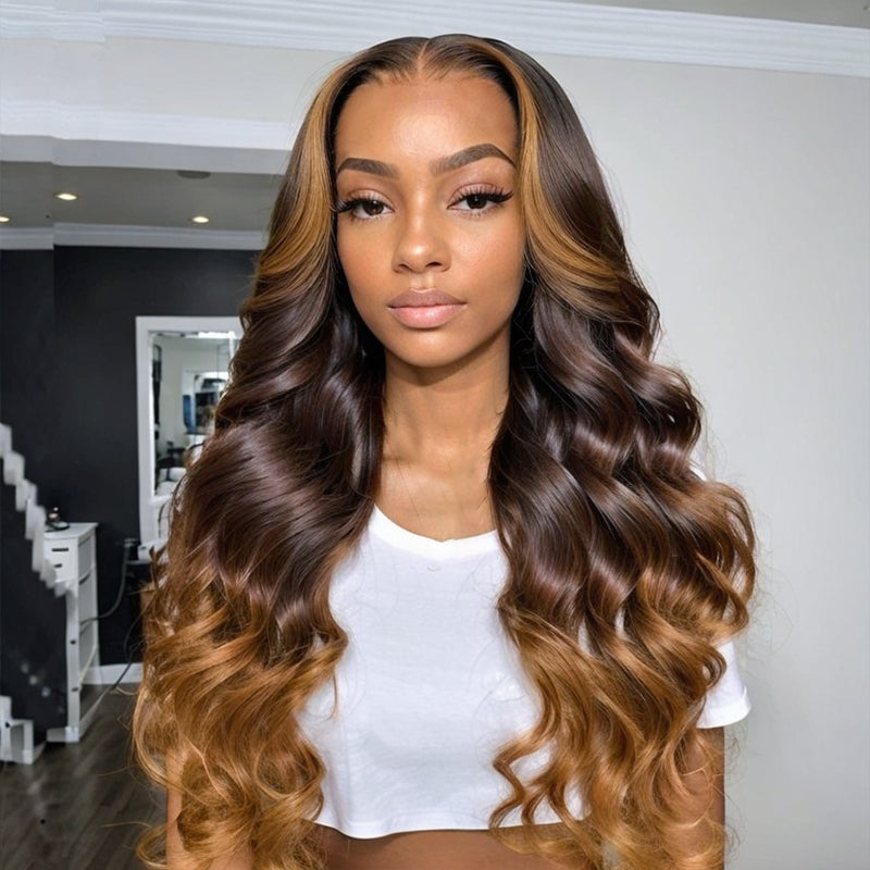 Load image into Gallery viewer, LinktoHair Body Wave 1B/#4Mix27 Highlight Bleached Knots Lace Frontal Wig
