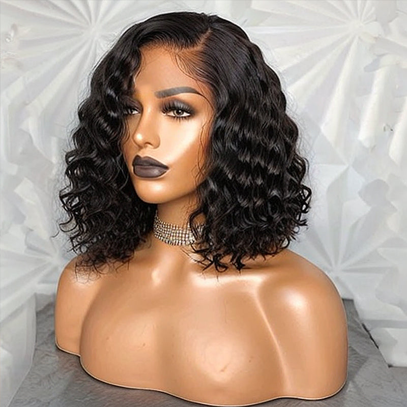 LinktoHair Deep Wave 5x5 Closure Lace Short Bob Wig 100% Human Hair