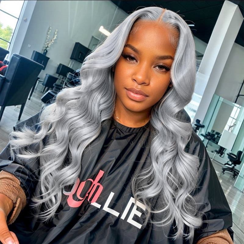 Load image into Gallery viewer, LinktoHair Grey Body Wave Wig 13x4 HD Lace Frontal Wig Colored Human Hair Wigs
