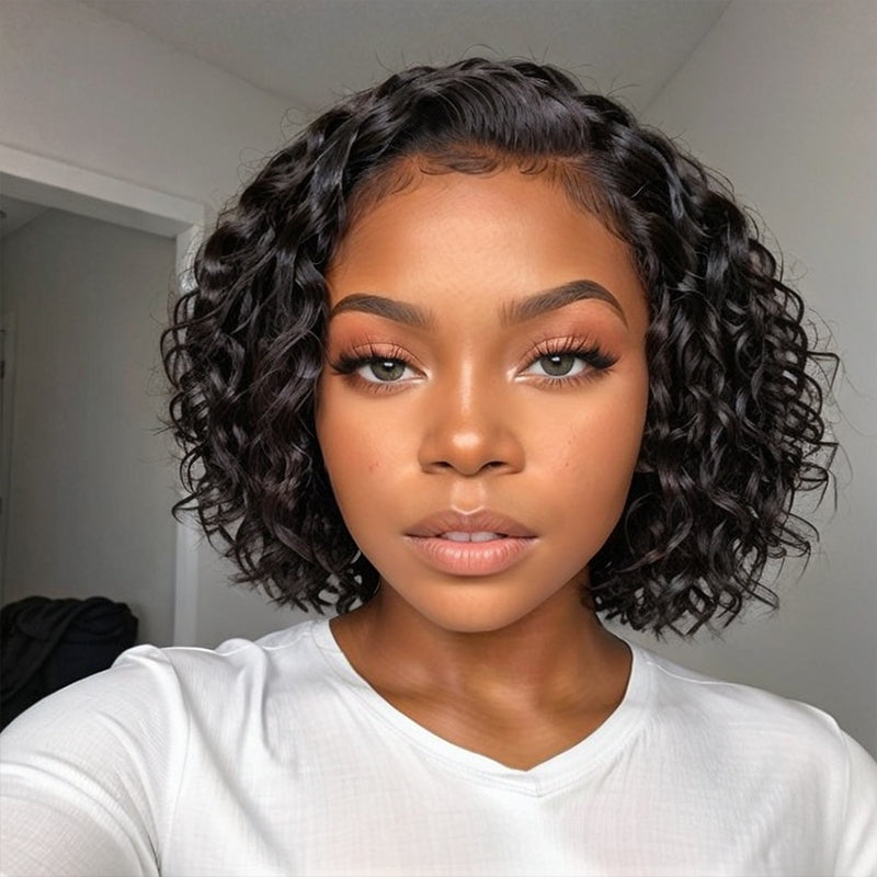 LinktoHair Loose Wave Side Part 13x4 Frontal Lace Bob Wig 100% Human Hair
