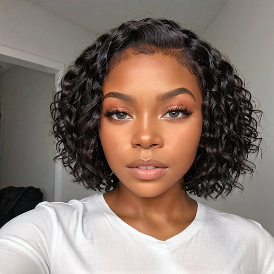 LinktoHair Loose Wave Side Part 13x4 Frontal Lace Bob Wig 100% Human Hair